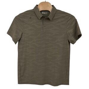 Zyia Active Polo Shirt Mens XL Beige Camo Performance Short Sleeve Stretch